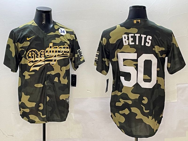 Men Los Angeles Dodgers 50 Betts Camo Joint Name 2025 Nike MLB Jersey style 6